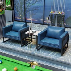 QJUN 臺球沙髮觀球椅子，桌球廳專用休息沙髮，舒適看球臺球室用品，耐用穩固。, 藍色雙人組合, 1個