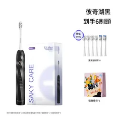SAKY CARE T2 Max 電動牙刷 旗艦款, 到手6刷頭 省69元 T2MAX黑色 淨齒新體驗, 1個, 4991203150400
