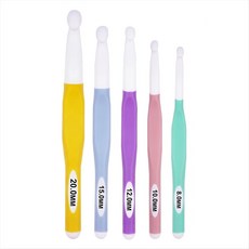 5 PCS 크로셰 뜨개질 후크 세트 대형 인체공학적 크로셰 뜨개질 후크 대형 크로셰 뜨개질 후크 세트 크기 L/8mm N/10mm 12mm P/15mm 20mm, 01 5PCS