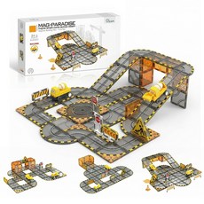 토요요 자석 블록 트랙 자동차 장난감 조립 레일 개방형 완구 어린이 역할놀이 생일 선물 추천 CL-P1, 1세트, 중장비 자석 트랙