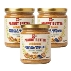 올로 곡물담은 땅콩버터 크런치 무첨가 무설탕, 3개, 260g
