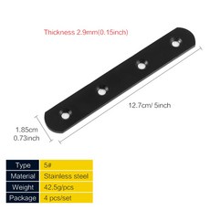 플랫 플레이트 스트레이트 브래킷 플랫 금속 브레이스 브래킷 금속 브래킷 수리 플레이트 브레이스 2 팩 4 팩 10, 4pcs 125X18 5mm