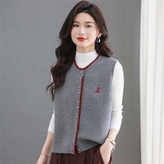 TKX 여성 조끼 겨울용 빅사이즈 라운드넥 버튼 장식 캐주얼 베스트 작업복