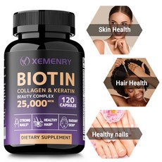 XEMENRY 生物素 膠原蛋白 胜肽 美容複方 25 000mcg 120顆膠囊, 120組