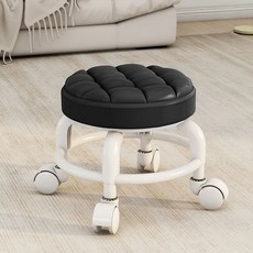 등받이이동의자 낮은의자 바퀴달린 작은바퀴 플라스틱 쿠션 원형 스툴 화이트, G. 얼룩 방지 기능이 있는 검정색  두꺼운 플라스틱, G.먼지에강한검은색두꺼운플라스틱프레임회전바퀴