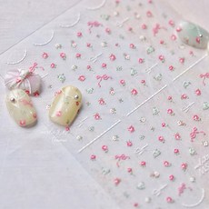네일스토어 네일스티커-678 장미 미니 꽃 리본, 1개, MS637_D764