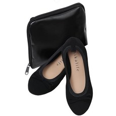 [nikalife] 휴대용 슬리퍼 여성 접는 학교 행사 참관일 여행 공식 에서 씻을 수 있는 슬리퍼 블랙 L 사이즈 24~24.5cm