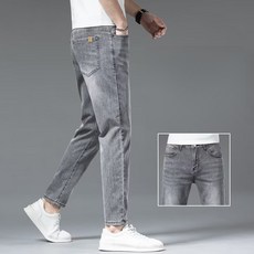 남자 얇은 나인포인트 청바지 남성 슬림핏 아이스 실크 바지