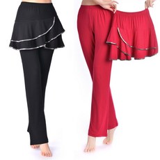 플라자 댄스 의상 여자 댄스 바지 끈 스커트 치마바지 투 댄스 바지 헬스 바지 치마 트레이닝복