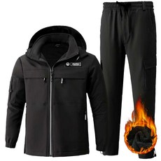 ANYOU 겨울 남자 보온 방풍 방수 상하의 세트 집업 방한복 아웃도어 작업복 트레이닝