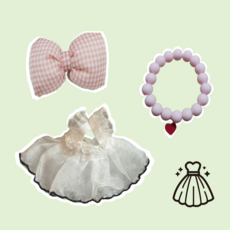 티니숲속 모루인형 꾸미기 10종 소품 코디 세트 인형 옷 입히기, 1개, 화이트쉬폰원피스