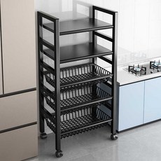 주방 철제 3단 수납선반 전자레인지 미니 수납장 인테리어용 조립식, E_4층 54CM 3망 1판 2걸이, 1개