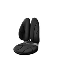 Ficcode人體工學坐靠一體墊 精英灰加高坐墊 3CM加高記憶棉墊 矯正坐姿貼合護腰透氣面料, 黑色底座