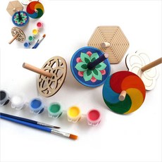 육땨 감성나무팽이세트 태극팽이만들기 전통팽이만들기 미술교육, 팽이세트선택2_물감A