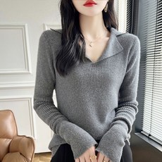 슬림핏 니트 블라우스