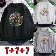 1+1+1 남성 라운드넥 봄 가을 풀오버 맨투맨 긴팔티 루즈핏 솔리드 무늬 편안한 베이직 빅사이즈 트레이닝 캐주얼 커플 상의 이너