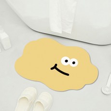 디아쿠아 몬스터 빨아쓰는 욕실 주방 논슬립 소프트 규조토 발매트, 구름옐로우