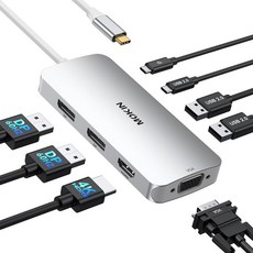 USB C Docking Station Dual DisplayPort 8 in 1 USB Hub with 2 DP HDMI VGA USB C 2.0 A 2.0 PD, USB C Docking Station Dual Dis