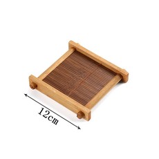 天然竹製井字杯墊 隔熱墊 茶道配件方形杯託, 1個, Q竹製碳化井字杯託小號