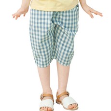 KKAKKUNGNORITER 中性款幼兒韓國製棉質格紋7分褲