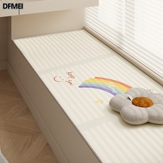 DFMEI 飄窗墊窗臺墊輕奢高級感主臥四季通用坐墊可拆洗毛絨陽臺墊子, 保持彩虹的微笑-比利時圈絨