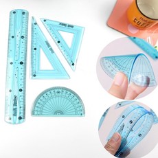 실리콘자 삼각자 각도기 말랑자 부러지지않는자 휘어지는자 4종세트