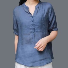 여리여리 인견 블라우스 반팔 여름 여성 셔츠 데일리 코랄 퍼프 블루 카라 셔링 반팔블라우스