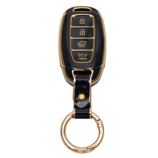 팰리세이드 아반떼cn7 싼타페TM 호환 차 키 케이스 홀더 커버 스마트 리모컨 TPU 원형 스트랩, TA36_KH13(4버튼), 블랙