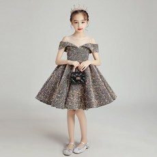 DIU 新款女童晚禮服兒童公主裙婚紗連衣裙子高端生日主持人鋼琴演出服