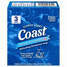 Coast 經典香氛，清新香皂，海洋清新，3入組，4 oz (113g) / 總重 12 oz (339g), 339g, 1個