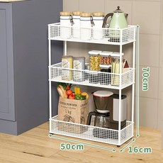 수납장 주방 서랍 롱타입)블랙4단 (업그레이드 20cm 철제 세탁실용 틈새 틈새장 선반, AN. 화이트 16x50cm 3겹