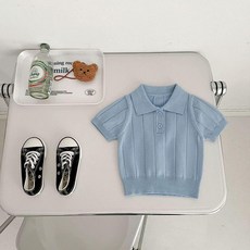 嬰幼兒童寶寶針織衫 短袖翻領薄款夏季上衣