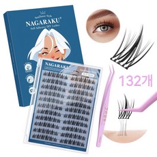 NAGARAKU 가닥 인조 속눈썹 자연스러운 부분 속눈썹 연장 10+11+12mm 10줄 132가닥 대용량 블랙 라인, 1개, 1세트