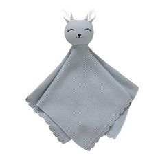 LAWKUL Bunny Lovey 아기 담요 부드럽고 껴안고 싶은 애착 니트 스너글 컴포트 신생아 남아 여아 블루 40.6x40.6cm16x16인치 262595, 더스티 블루 버니