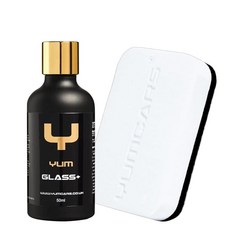 YUMCARSGLASS+ 비와 같은 물방울을 강력하게 튕겨내는 영국산 유리 전용 코팅제 고내구성·발수·김서림 방지·UV 차단 초보자도 전문가 수준의 마감! 간편 사용 야무카즈