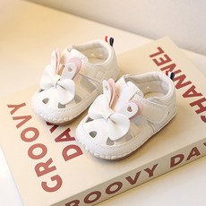 寶貝不無聊 蝴蝶結耳朵涼鞋 兒童學步涼鞋 軟底包頭防滑涼鞋 1-2歲寶寶適用