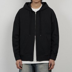 아테즈 남녀공용 오버핏 데일리 무지 베이직 투웨이 후드집업 자켓