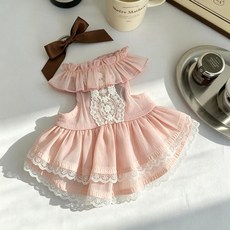 寵物狗狗蕾絲裙裝 夏款可愛設計, 淺粉色, 1個