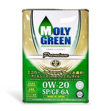 MOLY GREEN Premium SP/GF-6A 全合成引擎機油 適用環保汽車和混合動力車 日本製造, 0w20, 1個, 4L