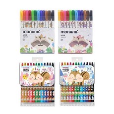 모나미 모니주 사인펜+색연필 12색 세트jin1+4KfF