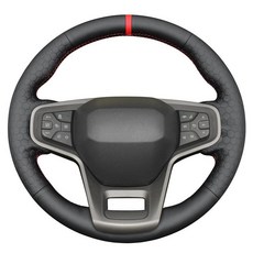 MEWANT 포드 브롱코 2021-2024 핸드 스티치 스티어링 휠 랩용 핸들 커버 220934, 극세사 가죽+빨간색 실