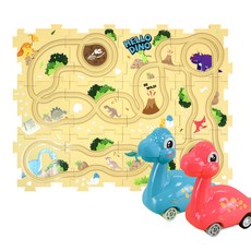 玩具星球 拚圖軌道車-火山恐龍 交通造型玩具 益智拼圖 軌道玩具, 彩色, 1個