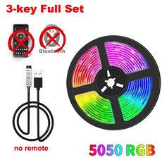 LED 라이트 테이프 스트립 RGB 5050 스마트 와이파이 벽 룸 USB 리본 20 미터 얼음 스트링 다채로운, 3 KEY REMOTE, None Waterproof, 15m