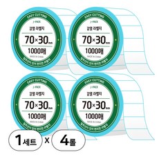 제이팩 감열 롤 라벨지 70 x 30mm 1000매 4개, 1세트