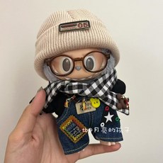 라부부 옷 3세대 2세대 1세대 꾸미기 패션 의류 모자 줄무늬 목도리, 화이트 데님 모험 세트