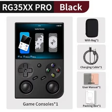앤버닉 RG 35XXPro RG35XX 프로 레트로 휴대용 게임 콘솔 비디오 플레이어 WiFi 지원 리눅스 64비트 PSP 25, 01 China Mainland, 05 128G8K Games, 02 Black with Bag