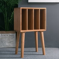 턴테이블 레코드 보관 선반 빈티지 낮은 수납장 비닐 보호, 체리 45x28x76
