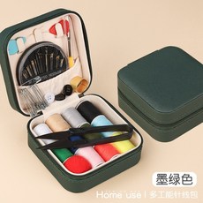 精選優品 家用針線包 針線盒 縫紉工具包 便攜針線包 多功能縫補工具包 縫紉盒 針線收納包 針線組, 墨綠色, 1個