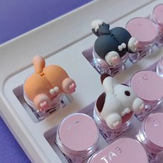 코기 엉덩이 원형 키캡 기계식 키보드 ESC 입체 귀여운 강아지 엉덩이 로피 원점 키캡 교체 장식, 1개, 핑크 원형 키캡 코기