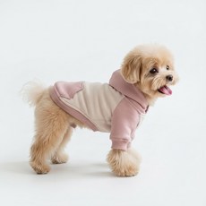 멜로우팡 강아지 배색 후드티, 1개, 핑크